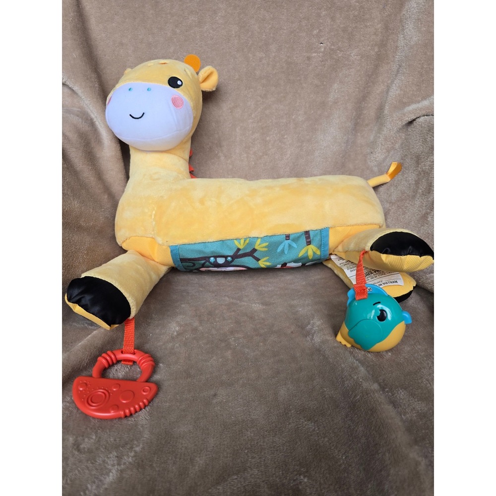Fisher-Price Flap & Go Giraffe Tummy Time Wedge Plush Baby Sensory Toy GJD27
